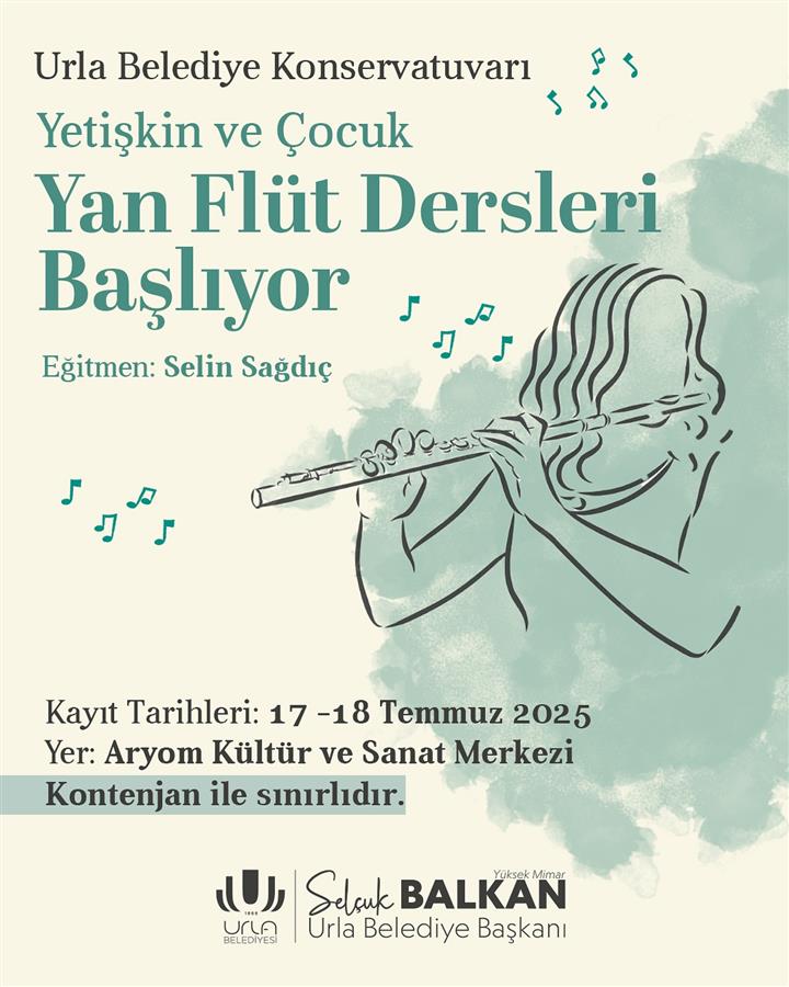 Urla Belediye Konservatuvarından Yetişkin ve Çocuklara Yan Flüt Dersleri