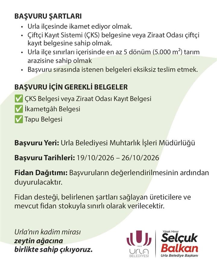 Urla’da zeytin fidanı dağıtımı